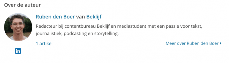 Voorbeeld van een 'Over de schrijver'-blokje