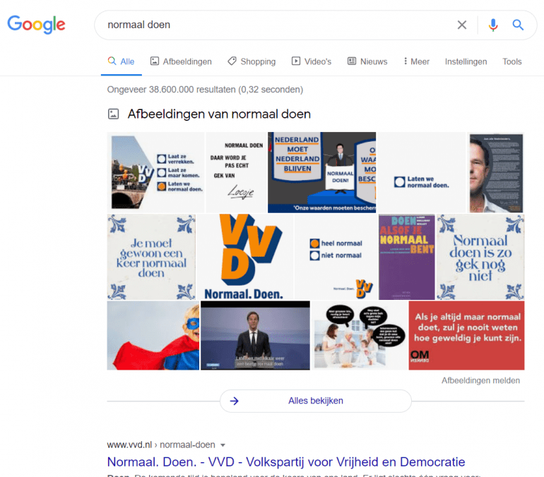 VVD domineert SERP voor normaal doen