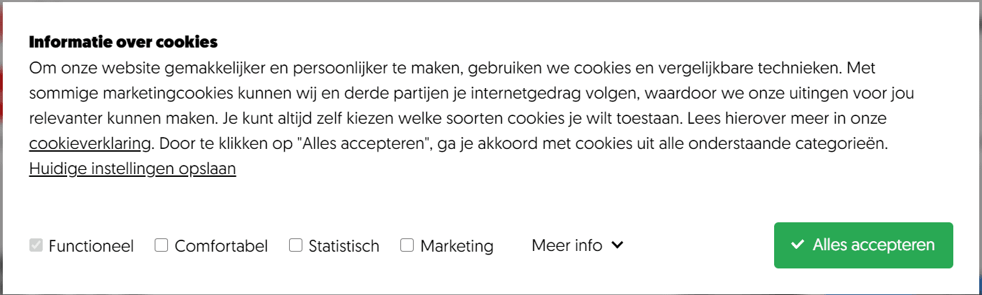 Een misleidende cookiemelding.