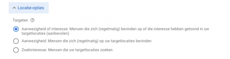 google ads locatie instellen
