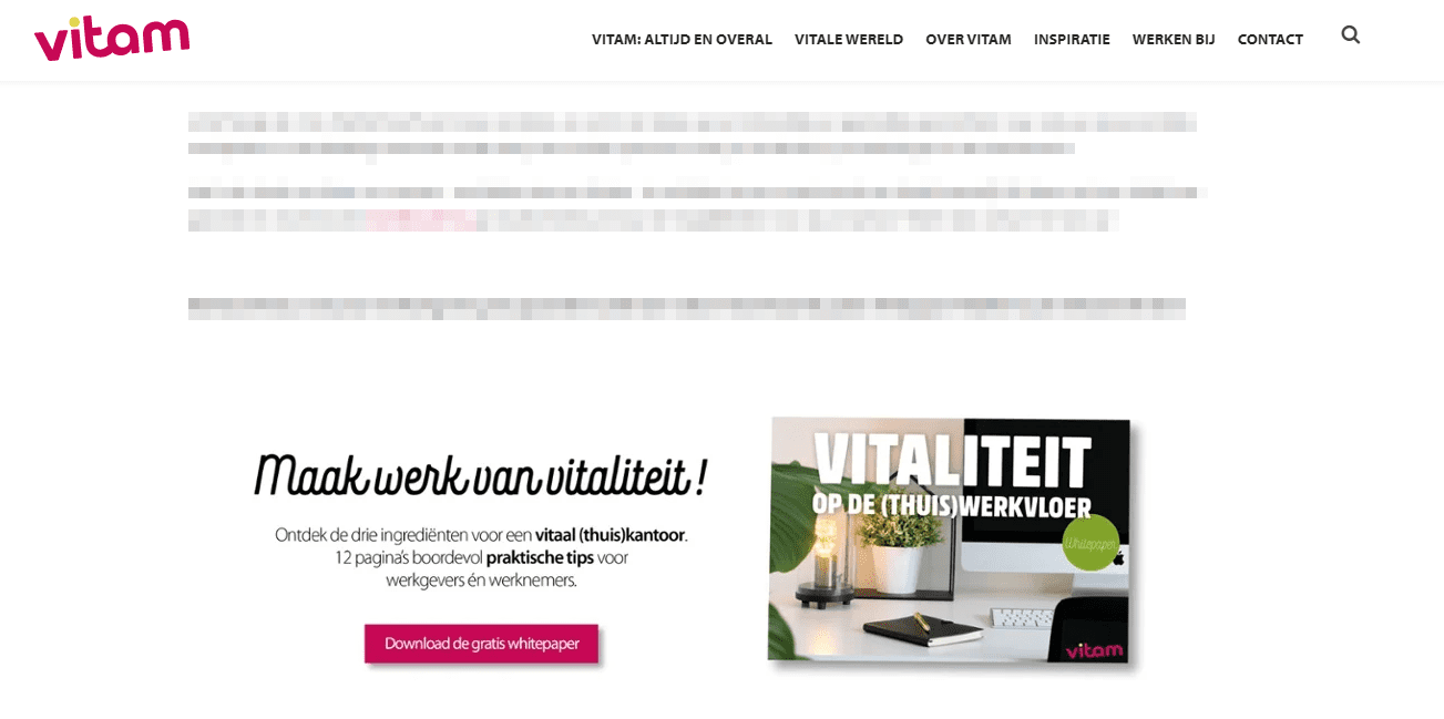 Voorbeeld van een content offer in een artikel.