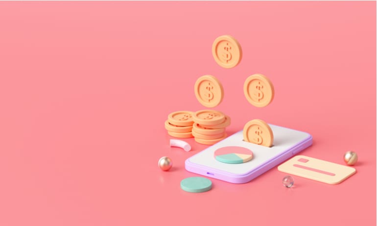 Geld op mobiele telefoon.