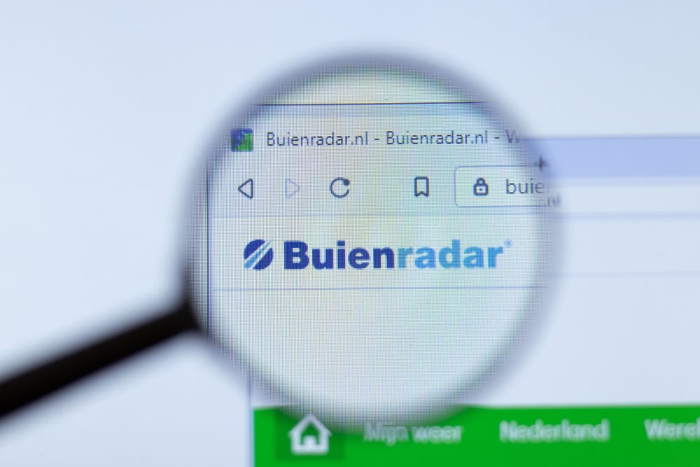Screenshot van Buienradar.