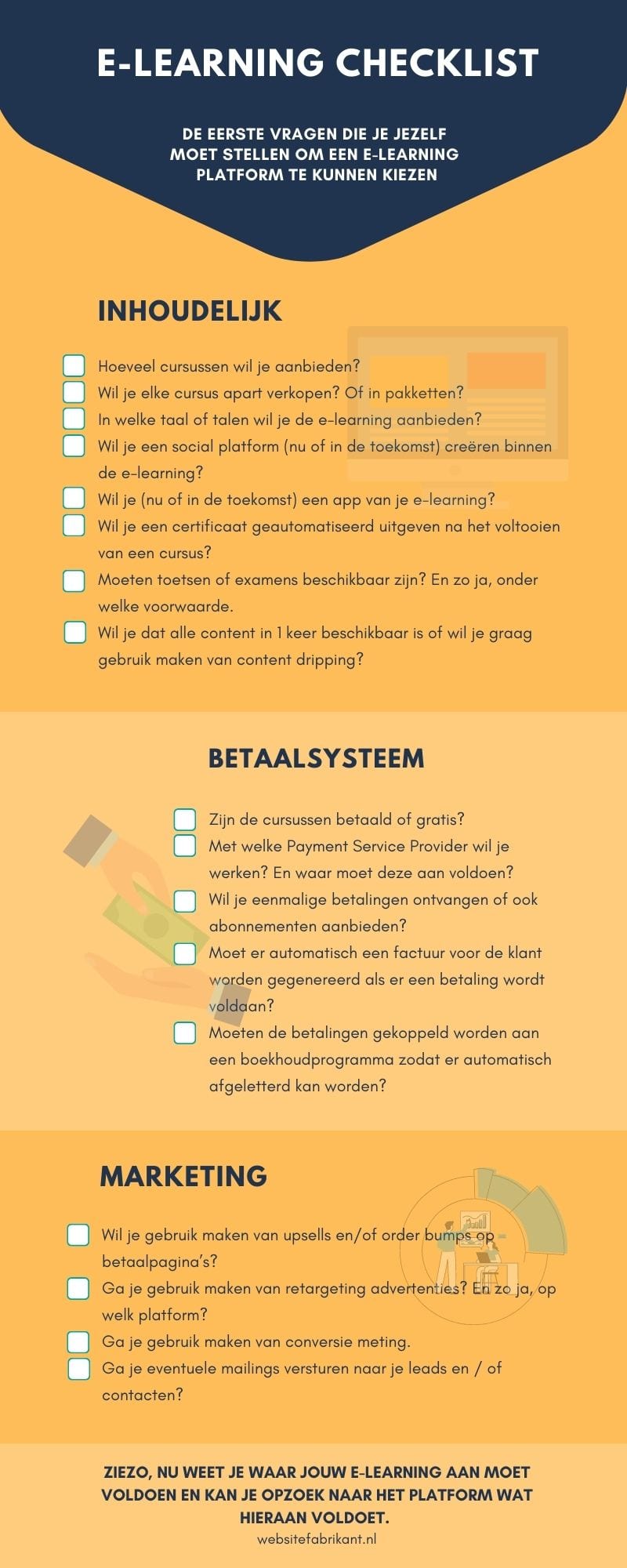 Infographic: een checklist voor het bepalen welke tool je kiest voor je e-learning.