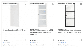 Voorbeeld van voorraadmelding in Google Ads.