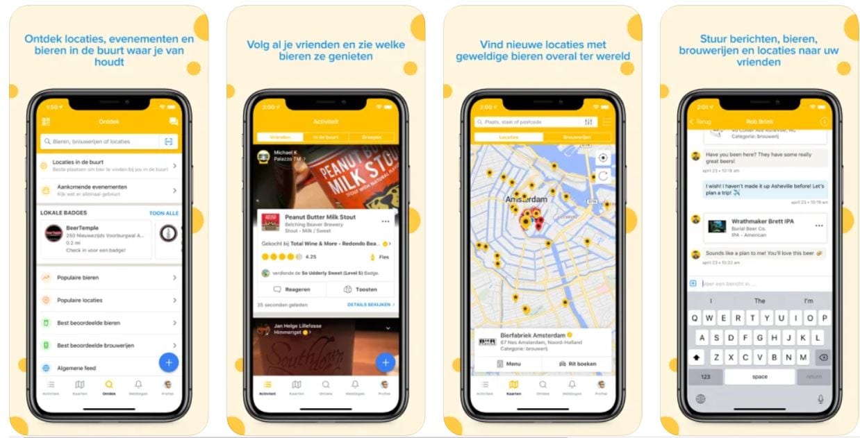 Screenshot van Untappd.