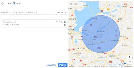 Screenshot van een lokale SEO-campagne in Google.