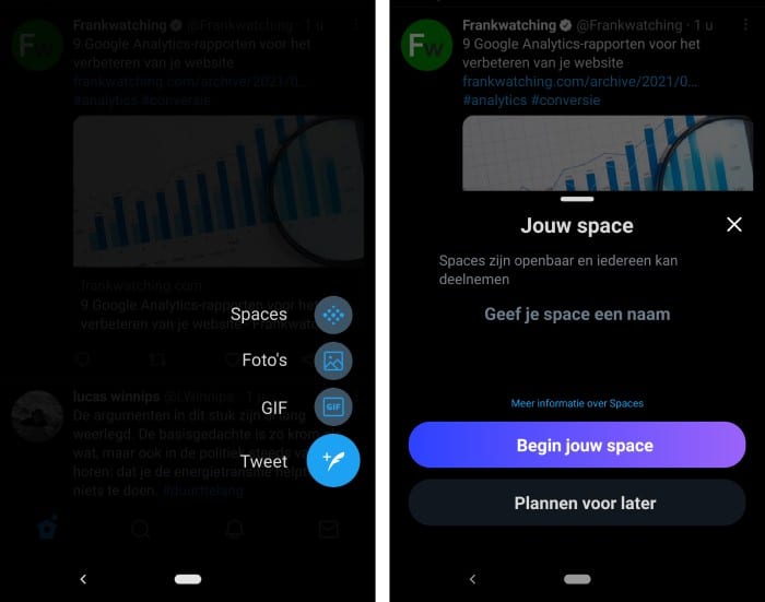 Twitter Spaces starten.