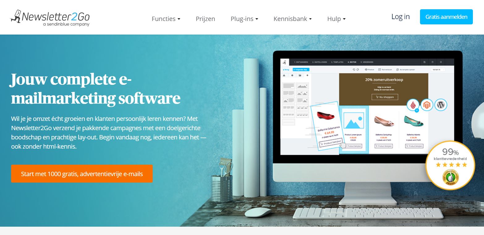 Screenshot van Newsletter2Go.