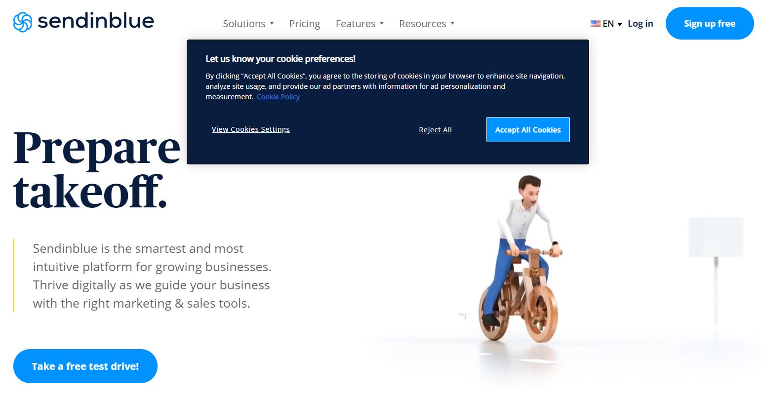Screenshot van Sendinblue.