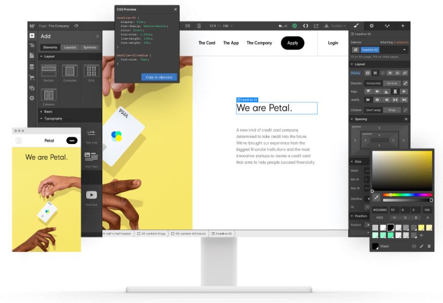 Webflow, een van de design-tools.