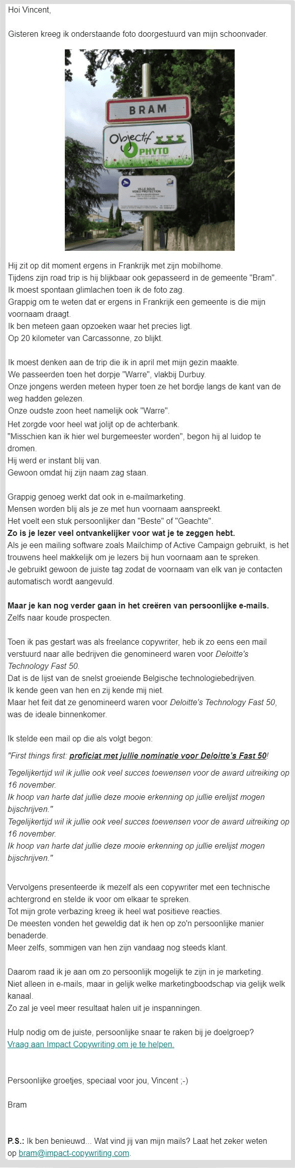 Voorbeeld goede e-mail