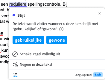 Suggestie van LanguageTool