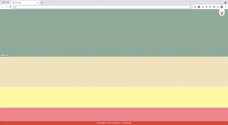 Tabblad met Color Hunt extensie