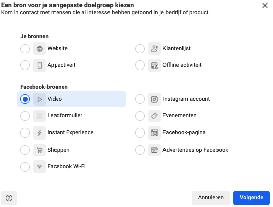 Aangepaste doelgroep kiezen