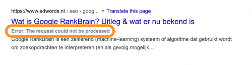 Error-melding in bookmarklet: 'The request could not be processed'