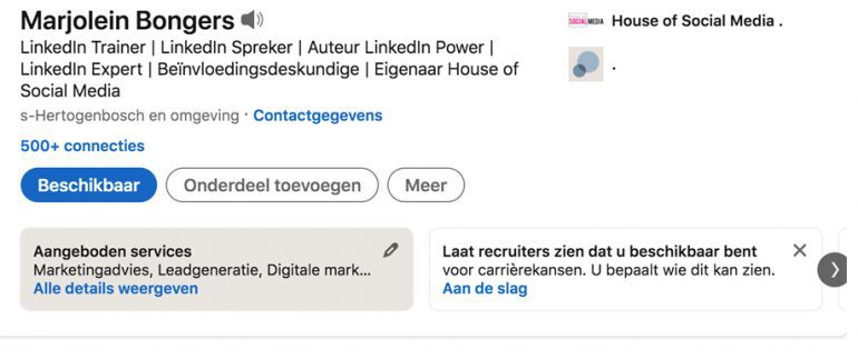 Services LinkedIn profiel
