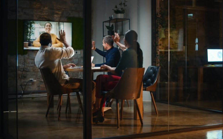 Hybride werken videovergadering