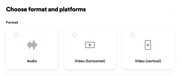 De verschillende mogelijkheden binnen Spotify Ads.