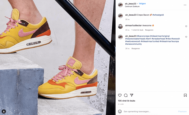 Screenshot van het sneaker-account @air_beau23 op Instagram.