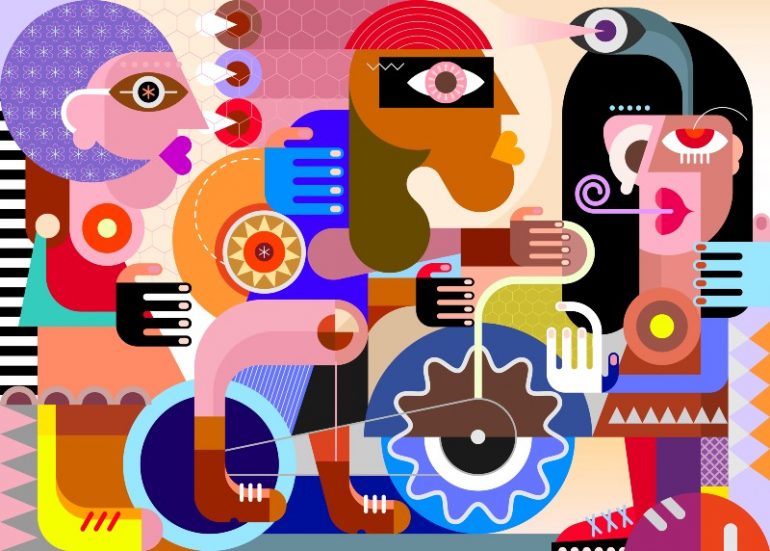 Abstracte afbeelding van gezichten 