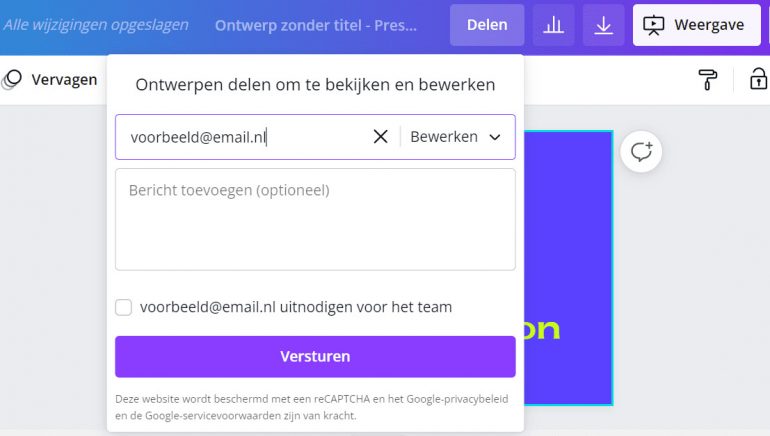 Canva inzetten voor bedrijf - ontwerp delen