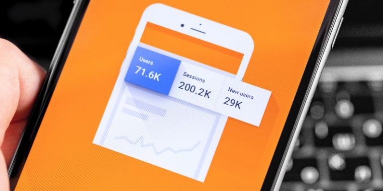 Google Analytics voorbeeld op mobiele telefoon. 