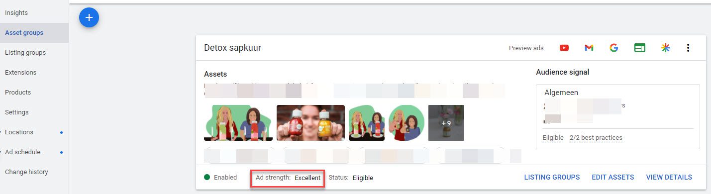 Performance Max - asset groups