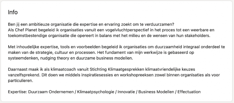 LinkedIn-info over Joep Postma.