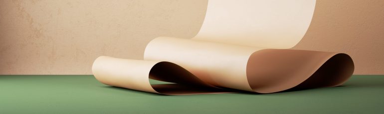 Rol bruin papier ter illustratie van lange teksten schrijven