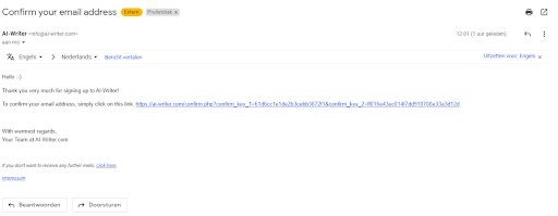 Een mail zonder design.