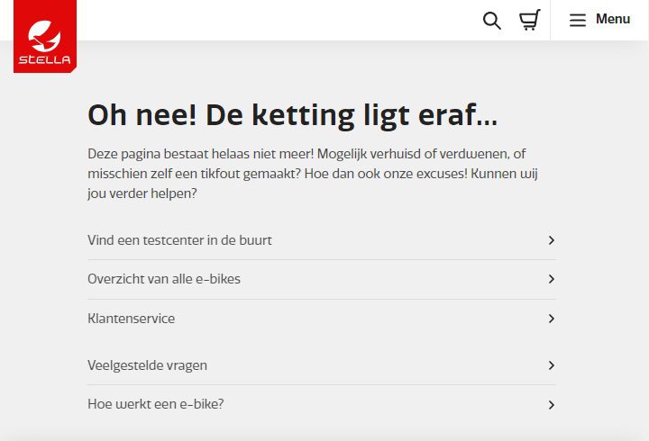 Goede 404-pagina's - Stella Fietsen