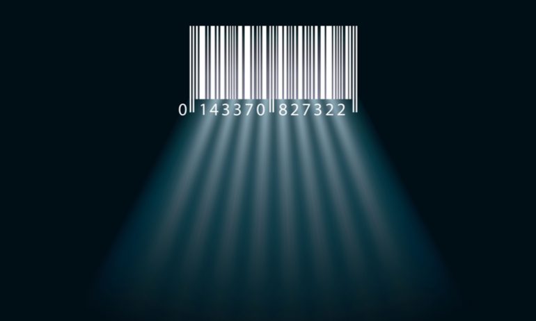 Streepjescode die in de schaduw het beeld van een gevangenis geeft.