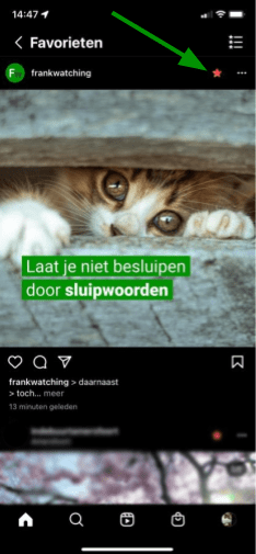 favorieten in instagram feed