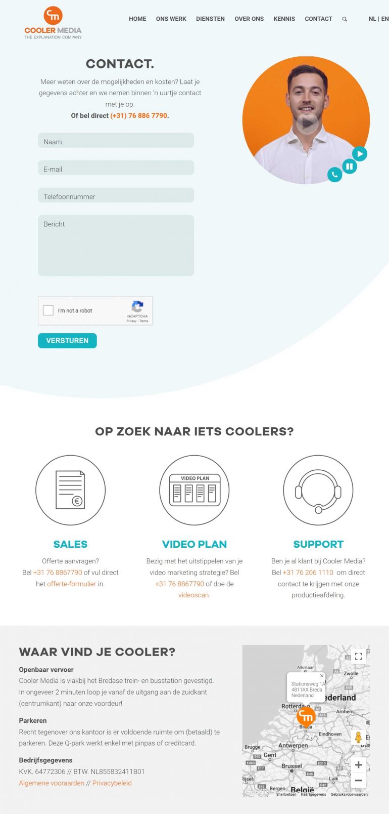 Goede contactpagina's website: Cooler Media.