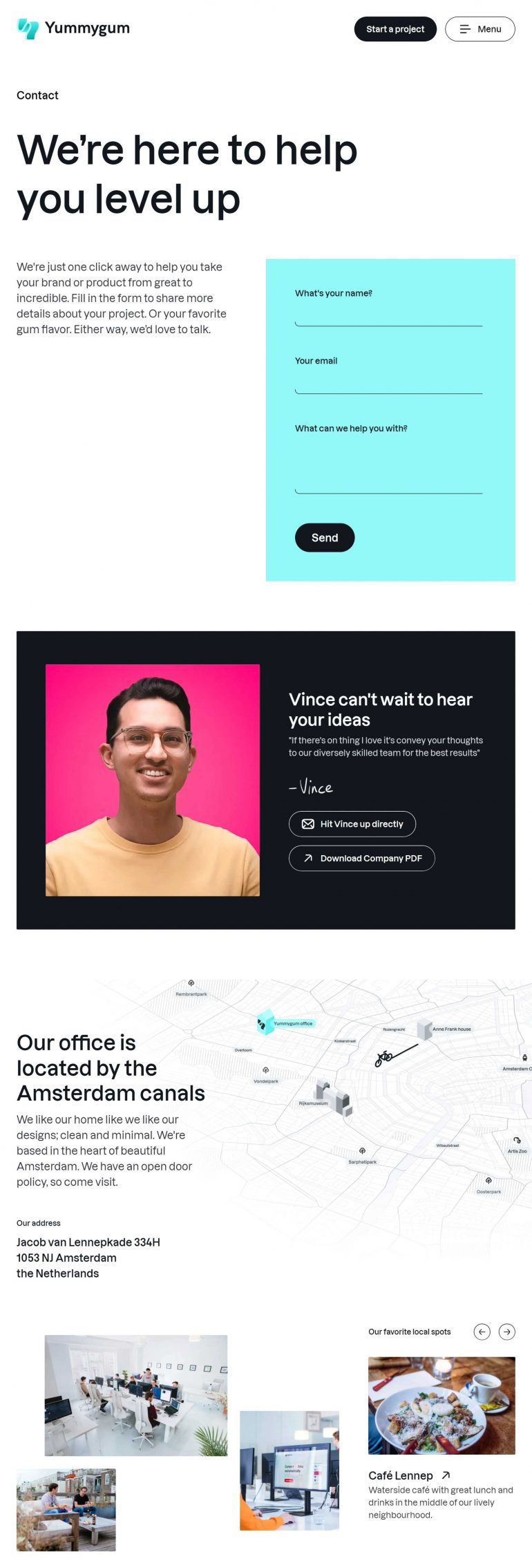 Goede contactpagina's websites Nederland: Yummygum.
