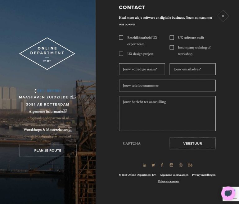 Goede contactpagina's websites Nederland: Online Department.