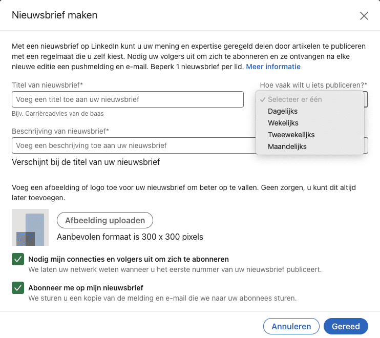 LinkedIn-update nieuwsbrief maken voor bedrijfspagina