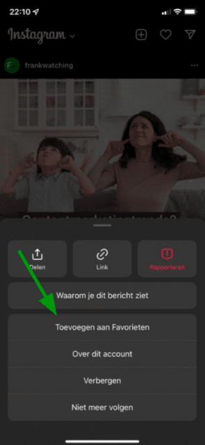 optie toevoegen aan favorieten