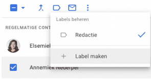 Screenshot contactgroep label aanmaken