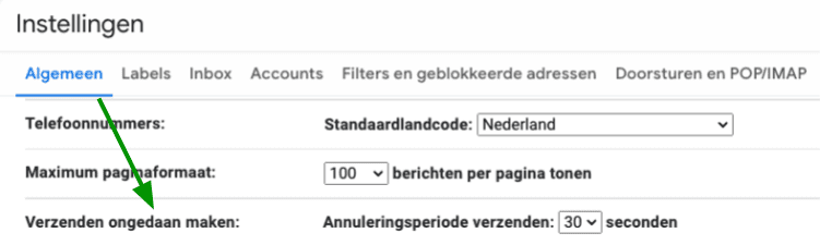 Screenshot verzenden ongedaan maken