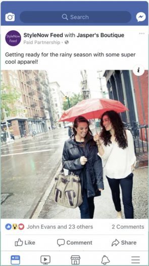 Voorbeeld samenwerking via Brand Collab Manager op Facebook