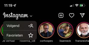 Volgend en favorieten optie Instagram