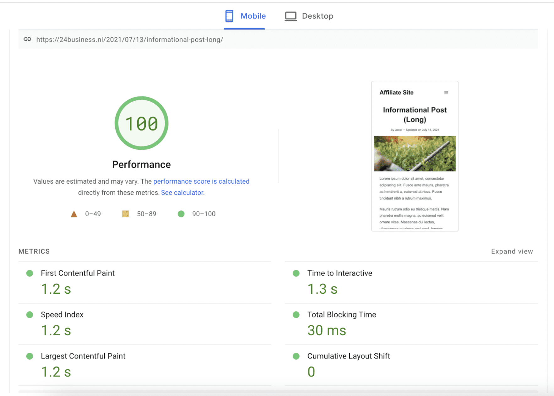 Screenshot van een optimalisatie-plugin voor WordPress.
