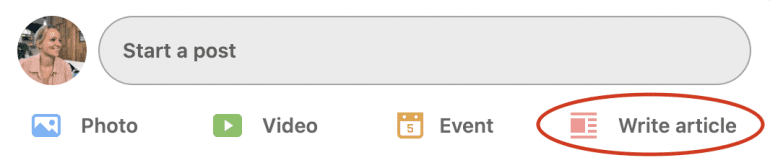 Waar je de knop 'write article' kunt vinden.