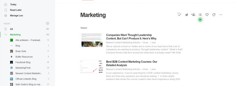 content cureren met Feedly