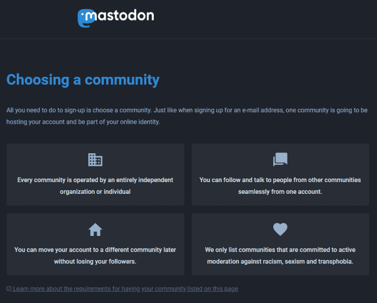 Screenshot van Twitter-alternatief Mastadon.