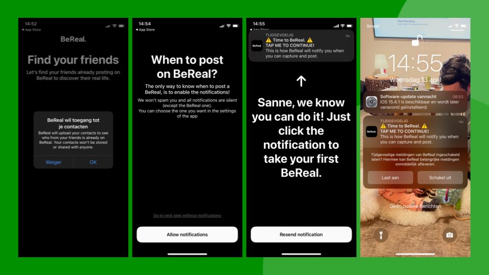 De app BeReal installeren in screenshots.