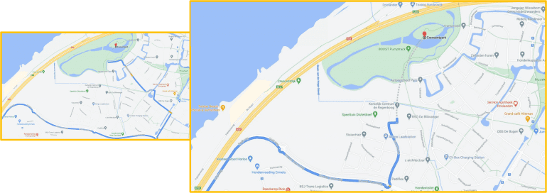 Een park in Harderwijk waar nu via de navigatie naar de juiste plek rijdt waar je kunt parkeren