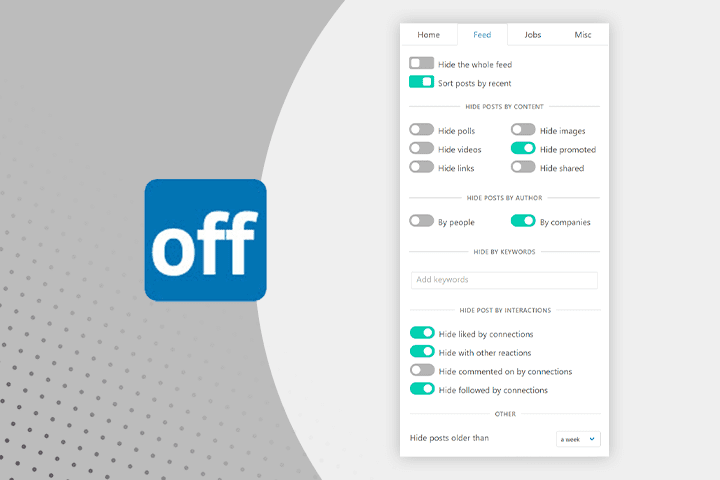 Screenshot van Chrome-extensie LinkOff.